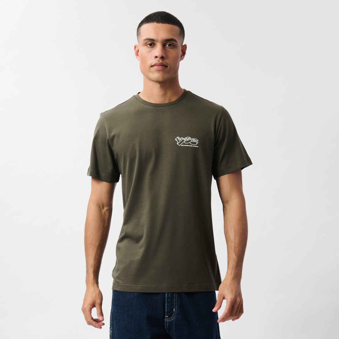 JEANS CLUB T-SHIRT IN NEW TAUPE GREEN