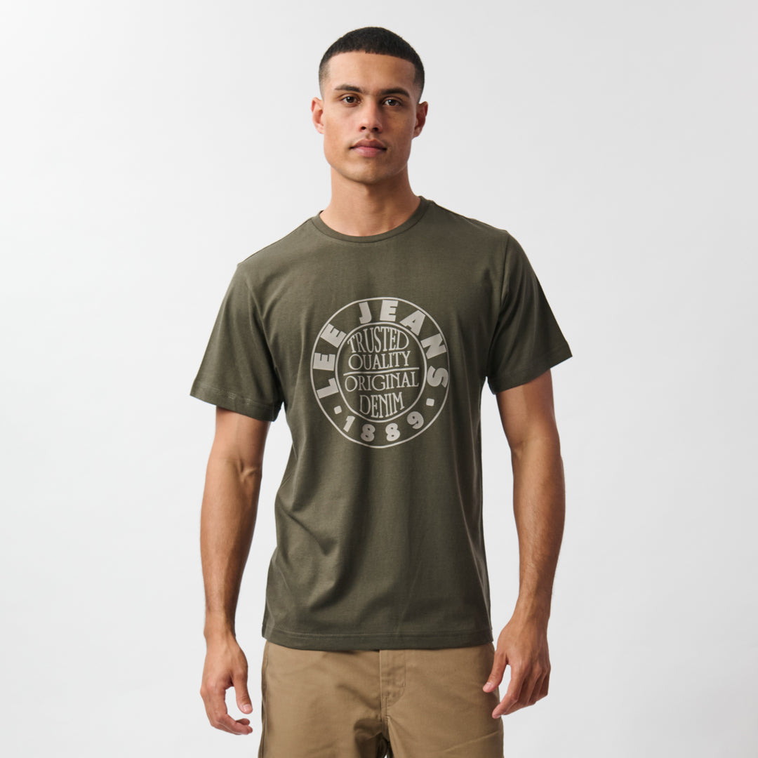 INNER CIRCLE T-SHIRT IN NEW TAUPE GREEN