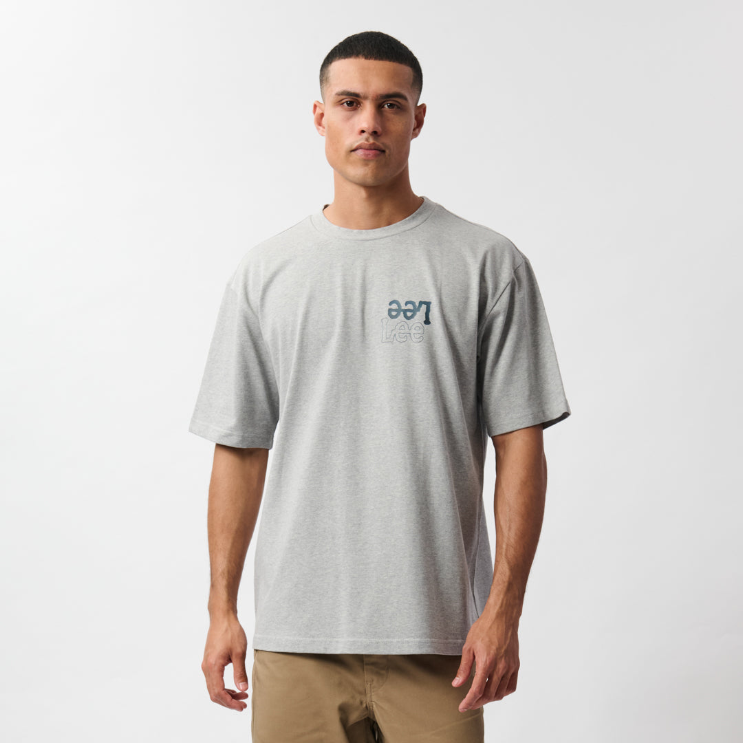 2 LEE GRAPHIC T-SHIRT IN LIGHT GREY HEATHER MELANGE