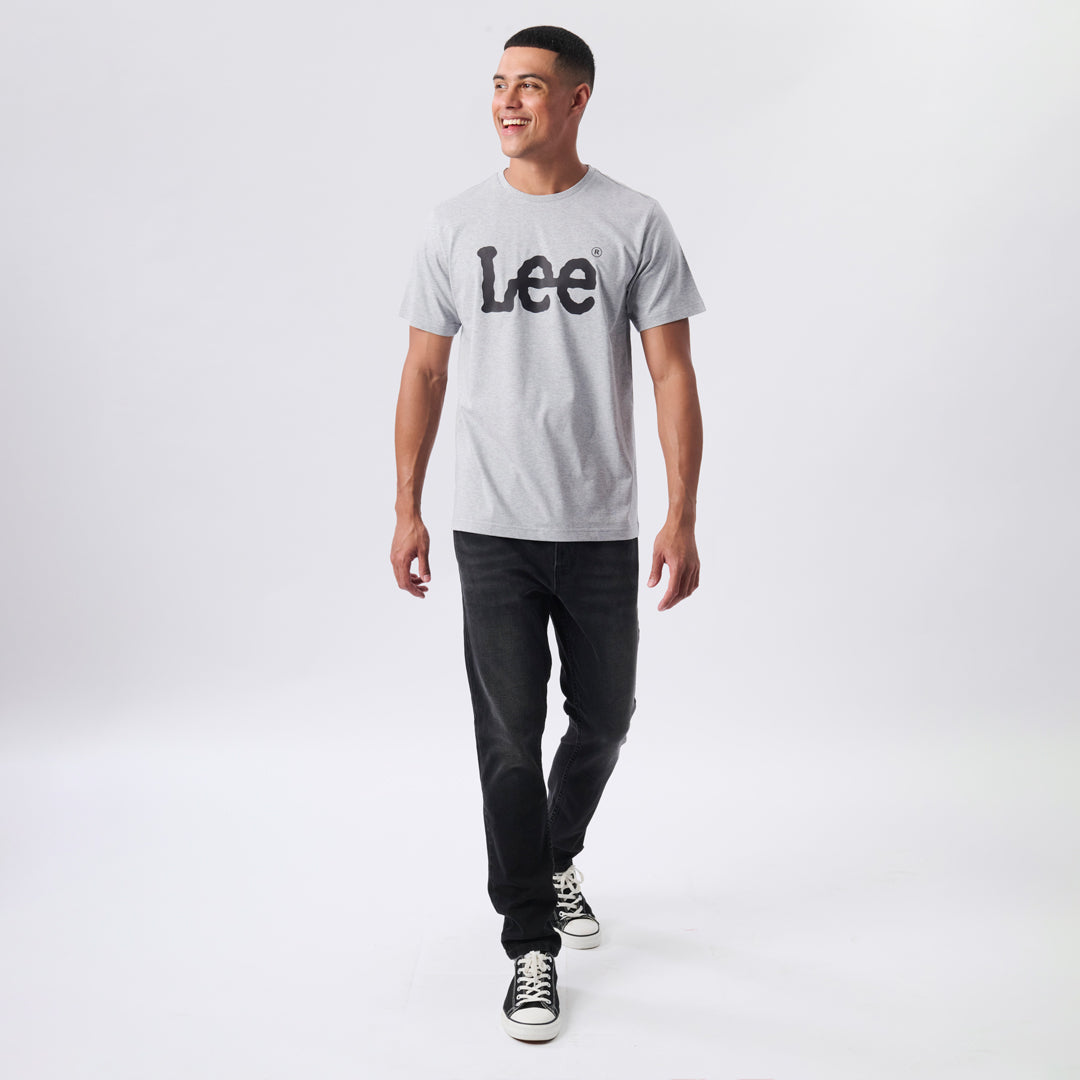 LEE LARGE LOGO T-SHIRT IN LIGHT GREY HEATHER MELANGE
