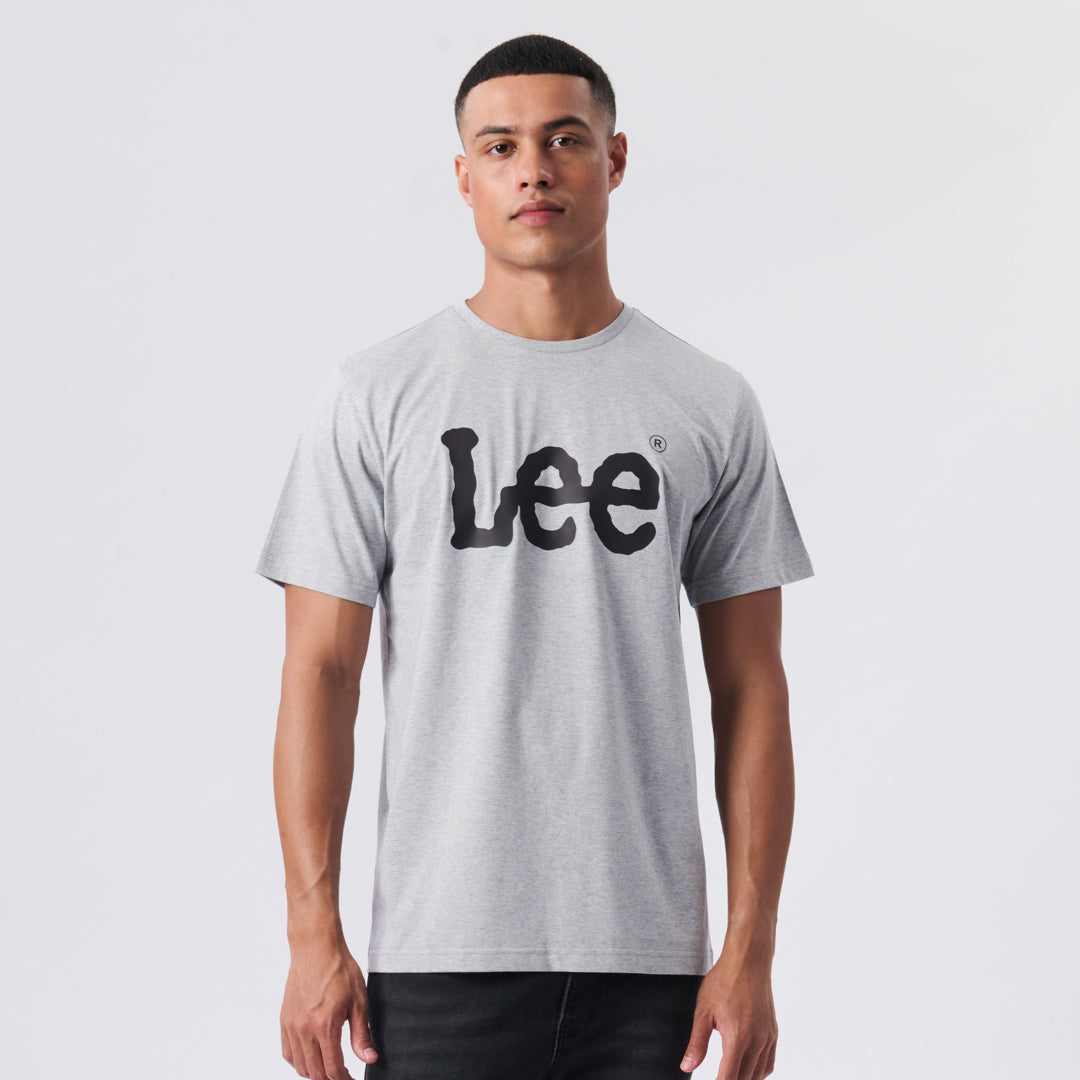 LEE LARGE LOGO T-SHIRT IN LIGHT GREY HEATHER MELANGE
