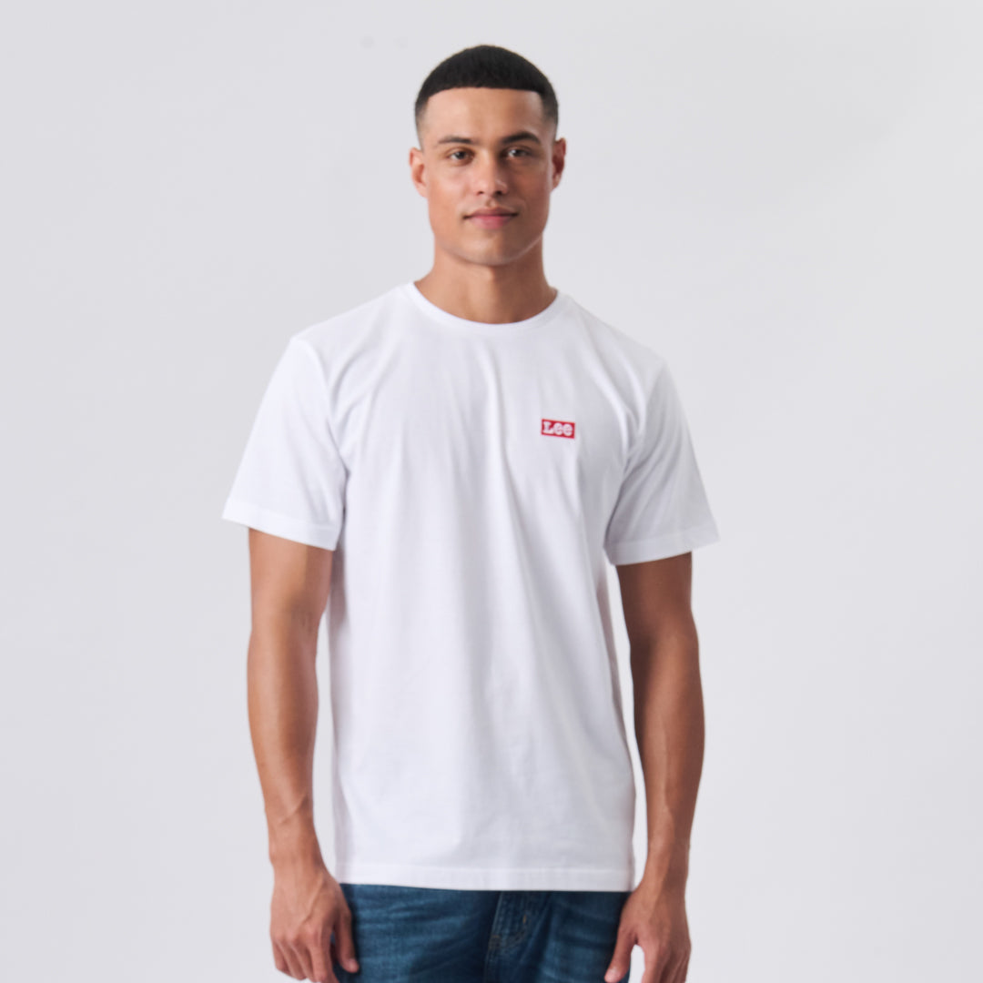 EMB CORE BOX T-SHIRT IN WHITE