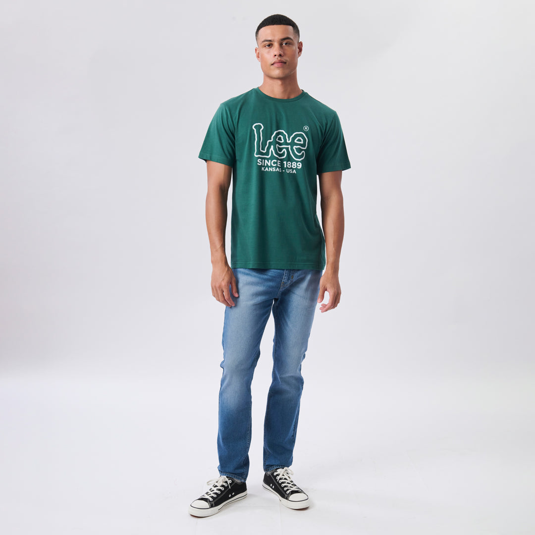 OUTLINE LOGO T-SHIRT IN HUNTER GREEN