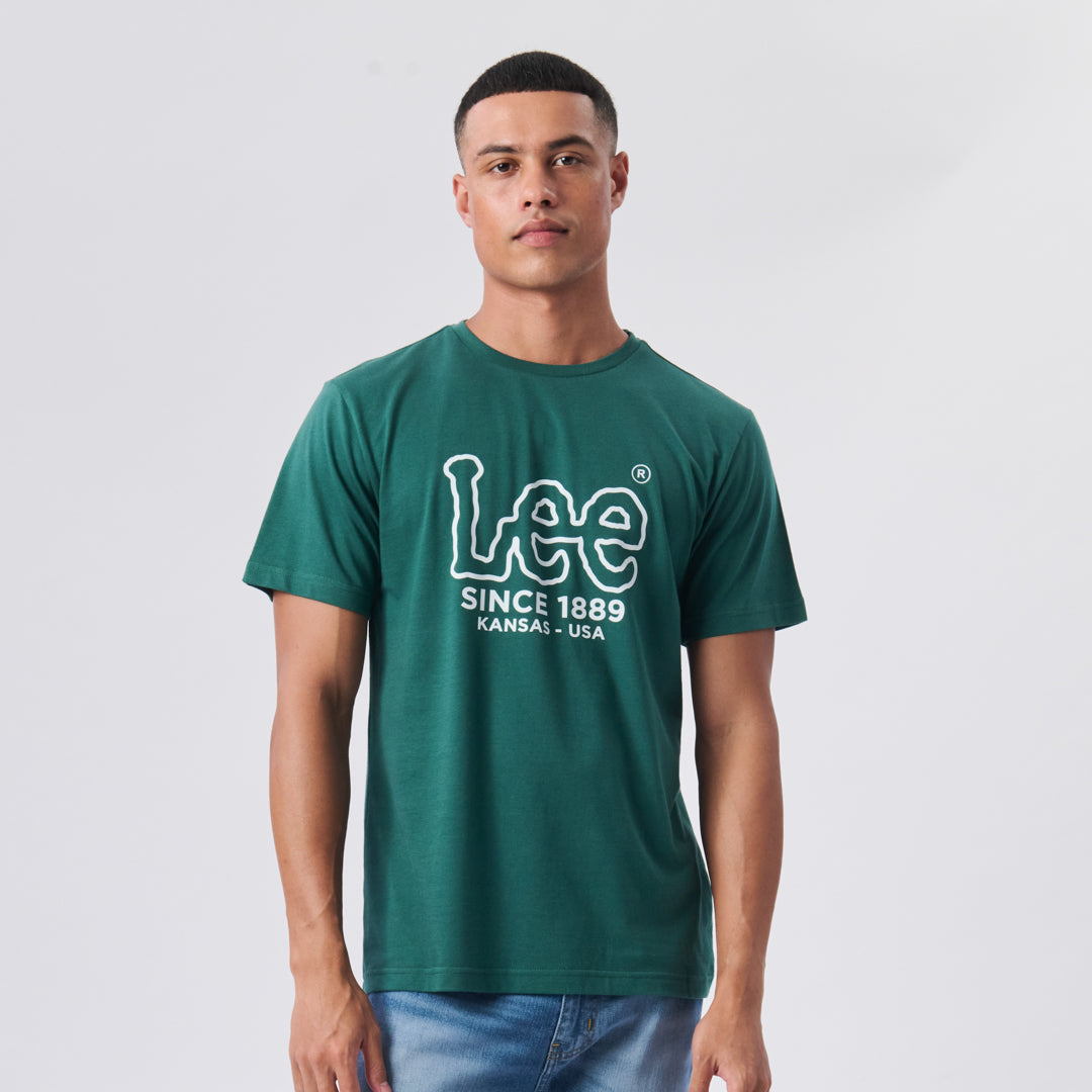OUTLINE LOGO T-SHIRT IN HUNTER GREEN