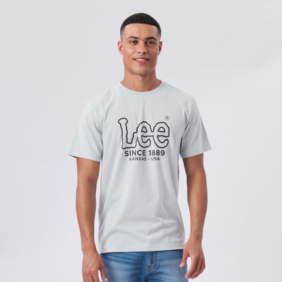 OUTLINE LOGO T-SHIRT IN TIN GREY