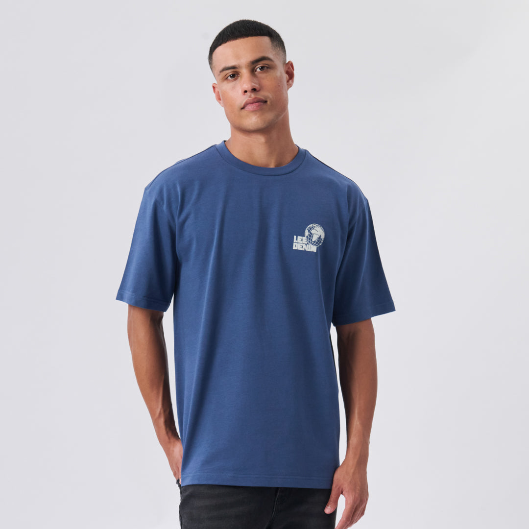 LEE WORLDWIDE T-SHIRT IN SHADY BLUE