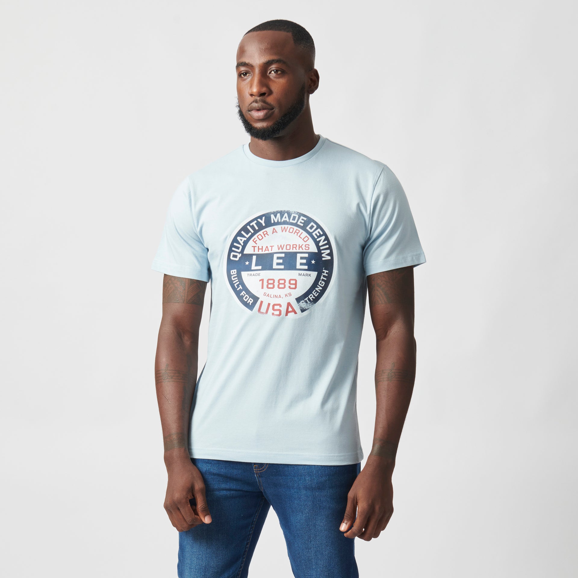 WORKS T-SHIRT IN PALE BLUE