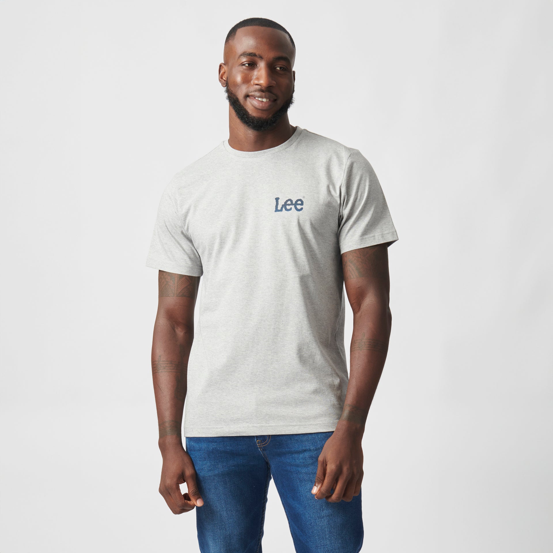 QUALITY DENIM T-SHIRT IN GREY MELANGE