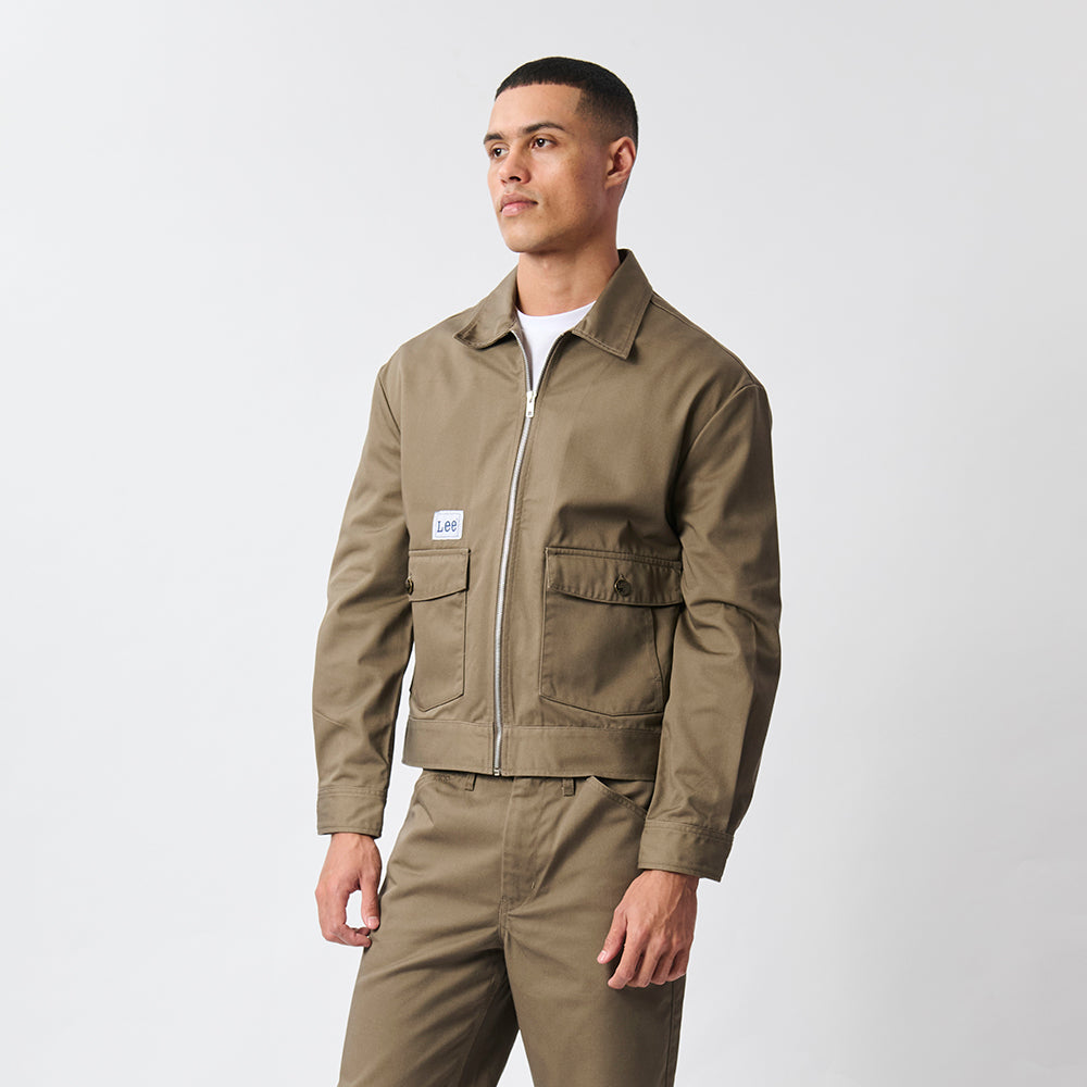 LOGO TWILL JACKET IN FATIGUE