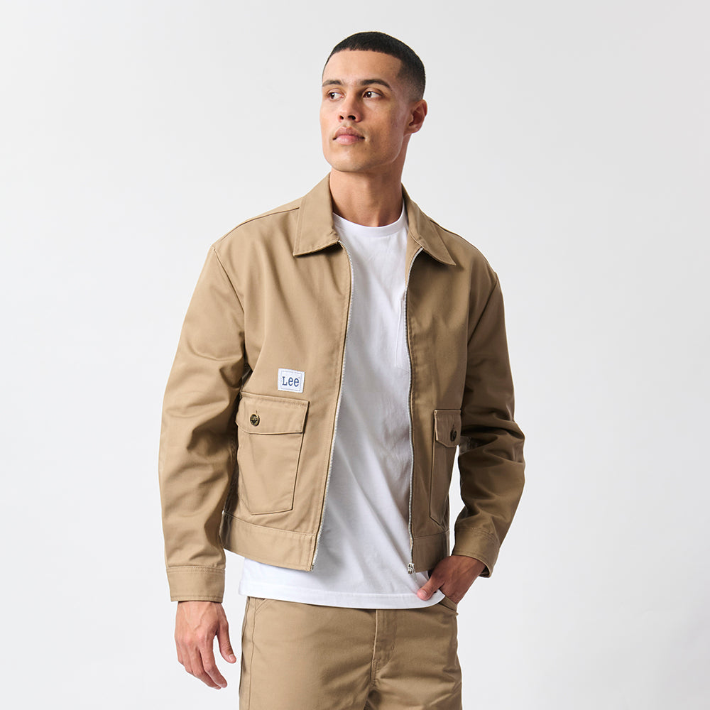 LOGO TWILL JACKET IN KHAKI