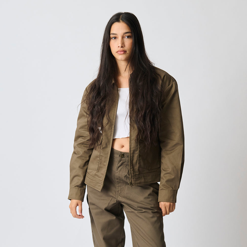 LOGO TWILL JACKET IN FATIGUE